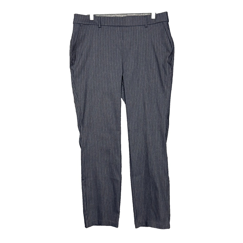 Rafaella Pants Womens 14 Charcoal Grey Pinstripe Career Stretch 29" Inseam NWT